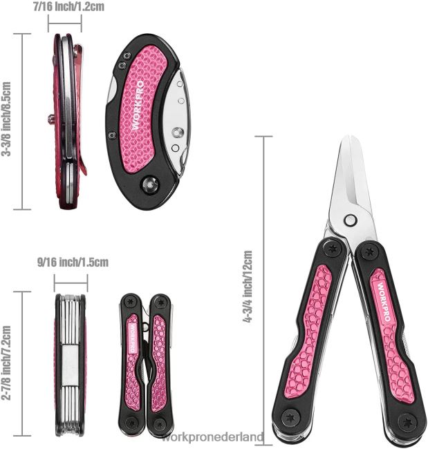 hulpmiddel WORKPRO mes en multitoolset roze 4NVZH844