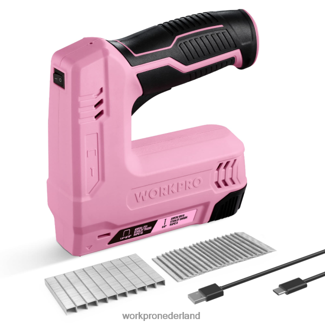 hulpmiddel WORKPRO 3,6 V 2,0 Ah accu-aangedreven elektrisch draadloos 2-in-1 niet- en spijkerpistool roze/grijs 4NVZH8265