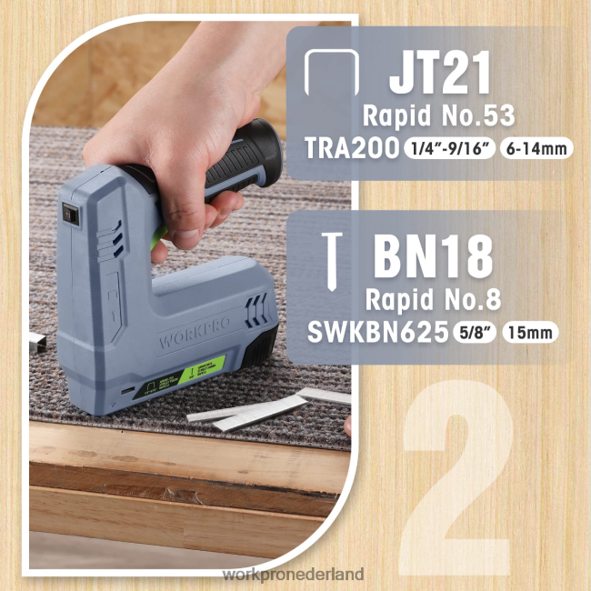hulpmiddel WORKPRO 3,6 V 2,0 Ah accu-aangedreven elektrisch draadloos 2-in-1 niet- en spijkerpistool roze/grijs 4NVZH8265