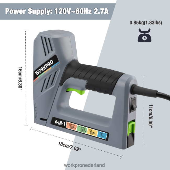 hulpmiddel WORKPRO Elektrisch 4-in-1 schiethamer met snoer, inclusief 3000 stuks nietjes en spijkers behulpzaam 4NVZH860
