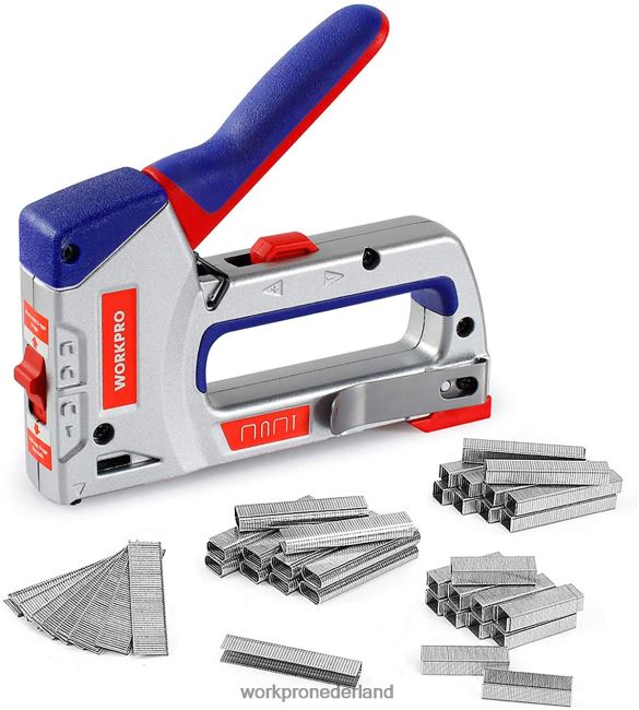 hulpmiddel WORKPRO heavy-duty 4-in-1 nietpistoolset, handmatige brad-spijkermachine met 3000 nietjes en 1000 brad-spijkers behulpzaam 4NVZH857