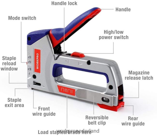 hulpmiddel WORKPRO heavy-duty 4-in-1 nietpistoolset, handmatige brad-spijkermachine met 3000 nietjes en 1000 brad-spijkers behulpzaam 4NVZH857