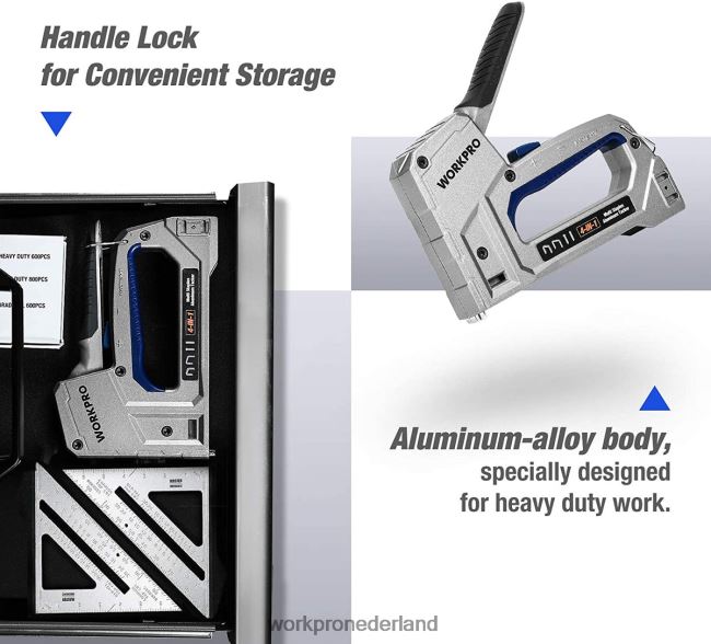 hulpmiddel WORKPRO spijkermachine heavy duty 4 in 1 aluminium spijkermachine met 2000 nietjes behulpzaam 4NVZH858