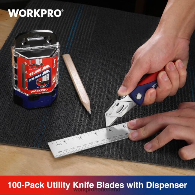 hulpmiddel WORKPRO 100 stuks sk5 koolstofstalen mesbladen vervangend met dispenser rood/roze 4NVZH849