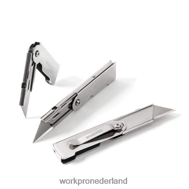 hulpmiddel WORKPRO 3-delige snelwisselbare opvouwbare zakmesset met riemclip morden 4NVZH845
