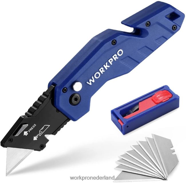 hulpmiddel WORKPRO Opvouwbaar mes Lichtgewicht nylon handvat cutter met 10-delige extra messen rood/blauw/zwart 4NVZH838