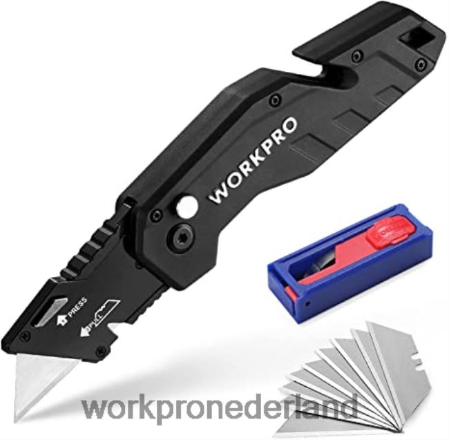 hulpmiddel WORKPRO Opvouwbaar mes Lichtgewicht nylon handvat cutter met 10-delige extra messen rood/blauw/zwart 4NVZH838