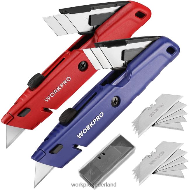 hulpmiddel WORKPRO intrekbaar mes met extra mesopslag, 2 stuks snelwisselbare kokers morden 4NVZH856