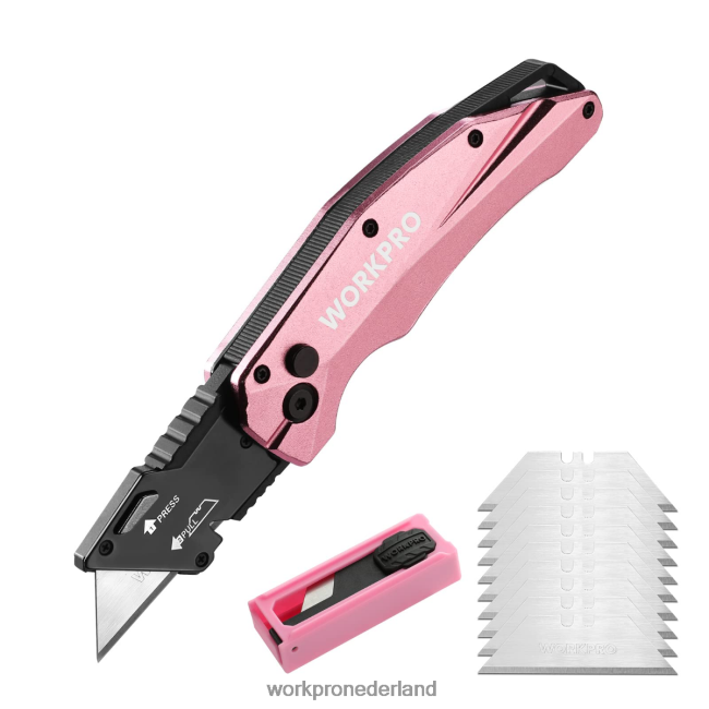 hulpmiddel WORKPRO opvouwbaar aluminium mes, inclusief 10 extra messen roze 4NVZH854