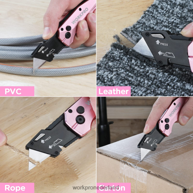 hulpmiddel WORKPRO opvouwbaar aluminium mes, inclusief 10 extra messen roze 4NVZH854