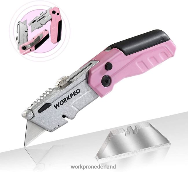 hulpmiddel WORKPRO snelwisselbaar opvouwbaar mes met 12 extra messen roze 4NVZH837