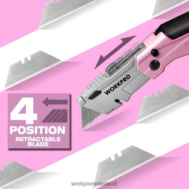 hulpmiddel WORKPRO snelwisselbaar opvouwbaar mes met 12 extra messen roze 4NVZH837