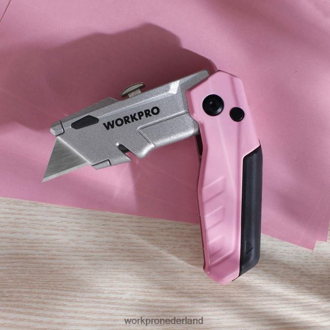 hulpmiddel WORKPRO snelwisselbaar opvouwbaar mes met 12 extra messen roze 4NVZH837