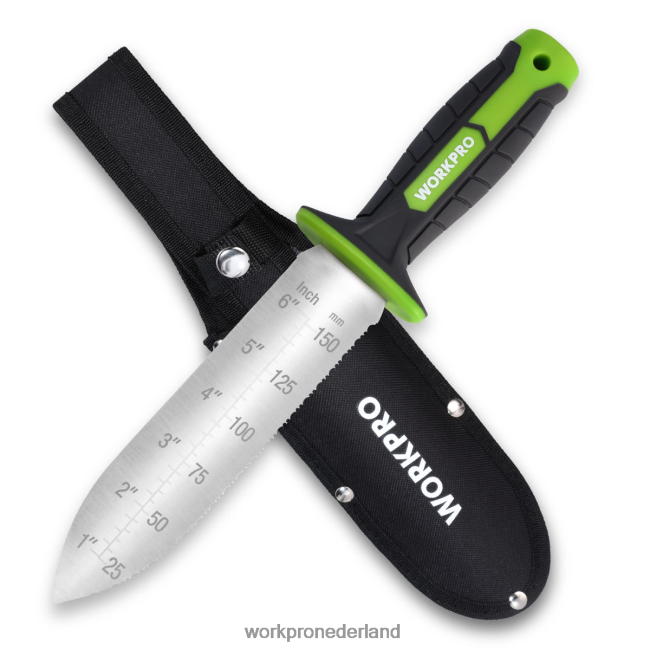 hulpmiddel WORKPRO tuinmes met oxford schede, roestvrijstalen lemmet met snijkant groen/roze 4NVZH8283