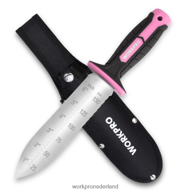 hulpmiddel WORKPRO tuinmes met oxford schede, roestvrijstalen lemmet met snijkant groen/roze 4NVZH8283