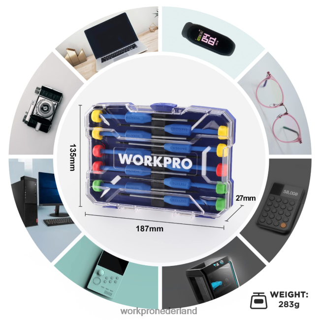 hulpmiddel WORKPRO 10-delige precisieschroevendraaierset met koffer, kruiskop, gleuf, torx-ster, reparatieset voor magnetische schroevendraaier, antisliphandgreep nieuw 4NVZH8103
