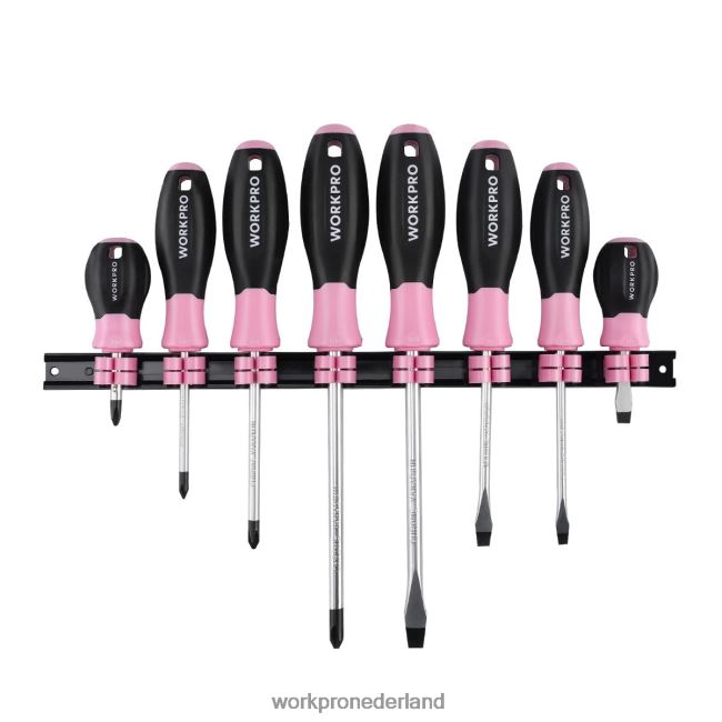 hulpmiddel WORKPRO 8-delige magnetische schroevendraaierset met organizerrek bruikbaar 4NVZH8247