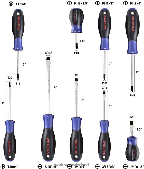 hulpmiddel WORKPRO Magnetische schroevendraaierset, 16-delige torx kruiskopschroevendraaiers met gleuf en magnetiseur nieuw 4NVZH898