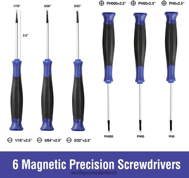 hulpmiddel WORKPRO Magnetische schroevendraaierset, 16-delige torx kruiskopschroevendraaiers met gleuf en magnetiseur nieuw 4NVZH898
