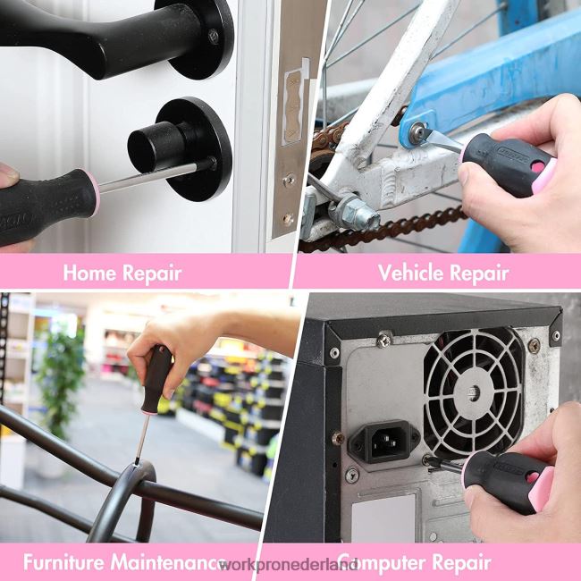 hulpmiddel WORKPRO Set van 6 magnetische schroevendraaiers roze 4NVZH8244