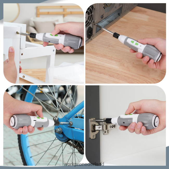 hulpmiddel WORKPRO draadloze 4v USB oplaadbare lithium-ion batterij schroevendraaierset roze/wit 4NVZH8236