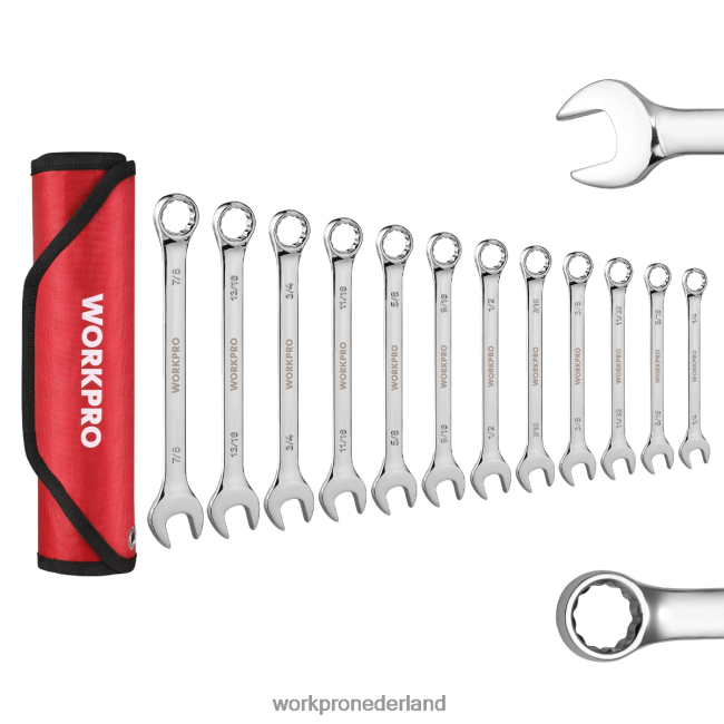 hulpmiddel WORKPRO 12-delige metrische 8-19 mm, premium cr-v ringsteeksleutelset nieuw 4NVZH895