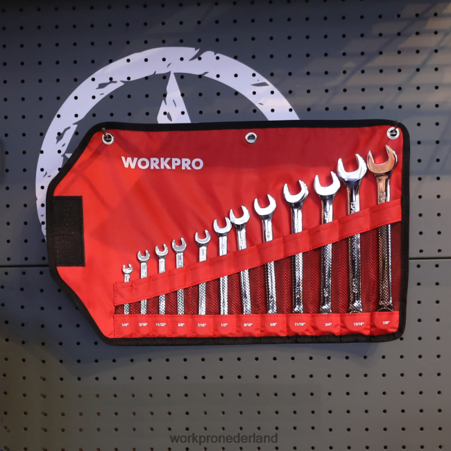 hulpmiddel WORKPRO 12-delige metrische 8-19 mm, premium cr-v ringsteeksleutelset nieuw 4NVZH895