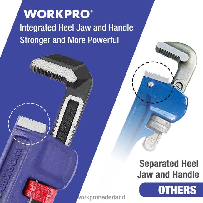 hulpmiddel WORKPRO 14-inch zware rechte loodgietersleutel bruikbaar 4NVZH889