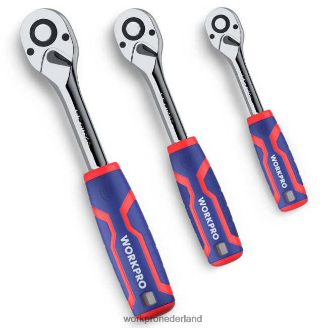 hulpmiddel WORKPRO 3-delige ratelset, omkeerbare snelsluiting, 72-tands 40cr stalen dopsleutel behulpzaam 4NVZH891