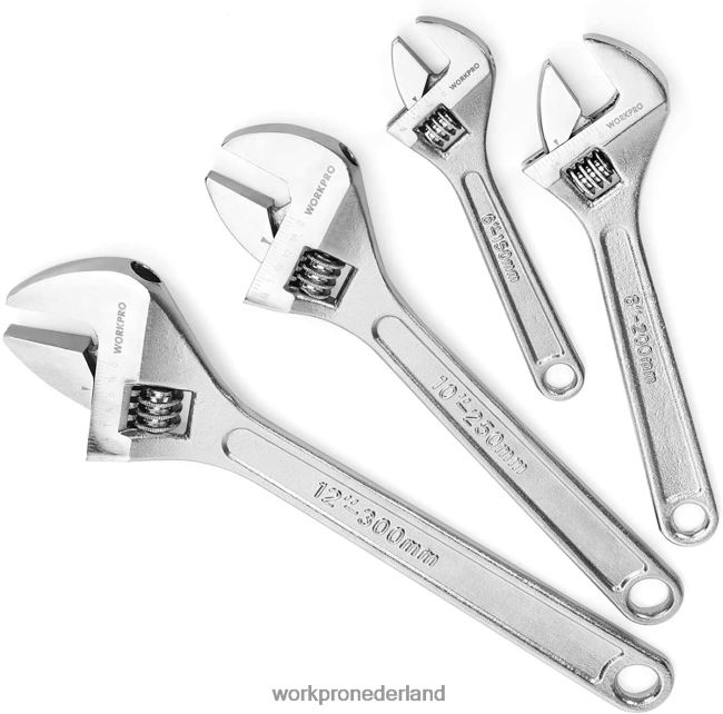 hulpmiddel WORKPRO 4-delige verstelbare moersleutel, gesmede, warmtebehandelde, verchroomde set bruikbaar 4NVZH884