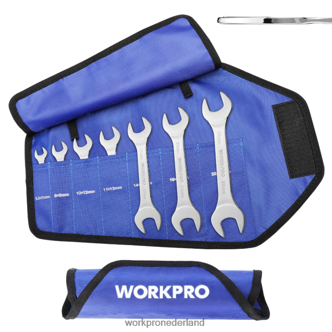hulpmiddel WORKPRO 7-delige metrische superdunne moersleutelset met oprolbaar organizerzakje behulpzaam 4NVZH896