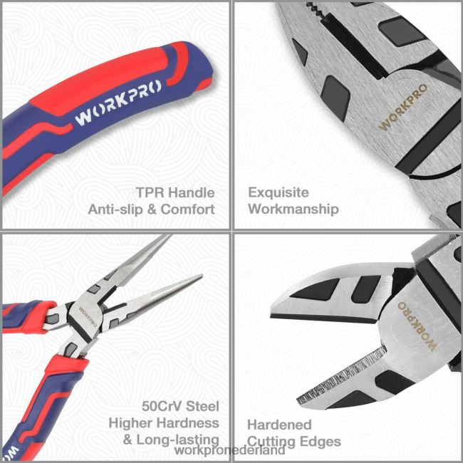 hulpmiddel WORKPRO 5-delige premium cr-v bouwtangenset met opbergetui bruikbaar 4NVZH866