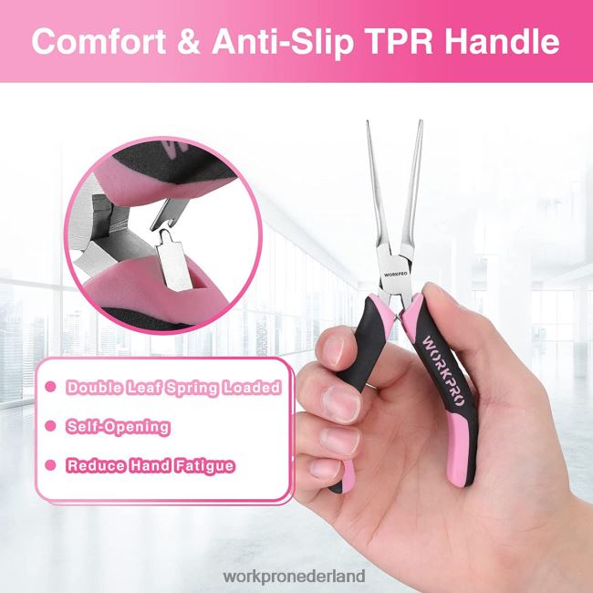 hulpmiddel WORKPRO 6-delige minitangenset met etui roze 4NVZH865