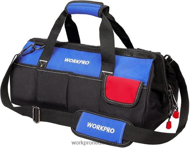 opslag WORKPRO 18-inch gereedschapstas met brede opening, gesloten bovenkant en verstelbare schouderband bruikbaar 4NVZH827