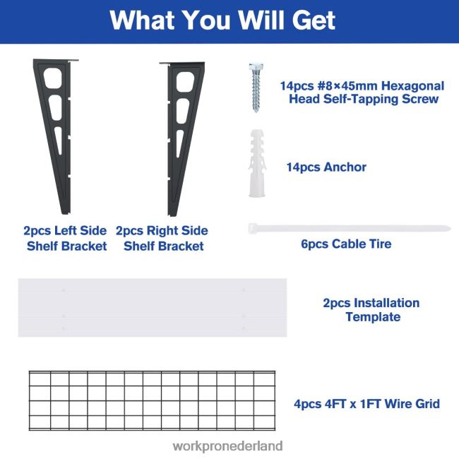 opslag WORKPRO 2-pack 2x4ft heavy-duty garage-wandgemonteerde rekken, 400 lbs laadvermogen (totaal) zwart 4NVZH814