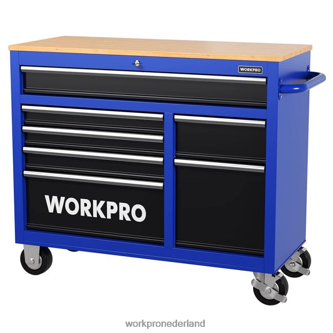opslag WORKPRO 42-inch gereedschapskist met 7 laden en houten blad, uitgerust met zwenkwielen, handgreep, ladevoering en vergrendelingssysteem, laadvermogen van 1000 lbs nieuw 4NVZH826