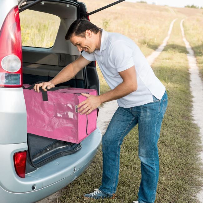 opslag WORKPRO 6-pack extra grote transporttassen voor zwaar gebruik, met ritssluitingen en handgrepen, rugzakriemen roze blauw 4NVZH8142