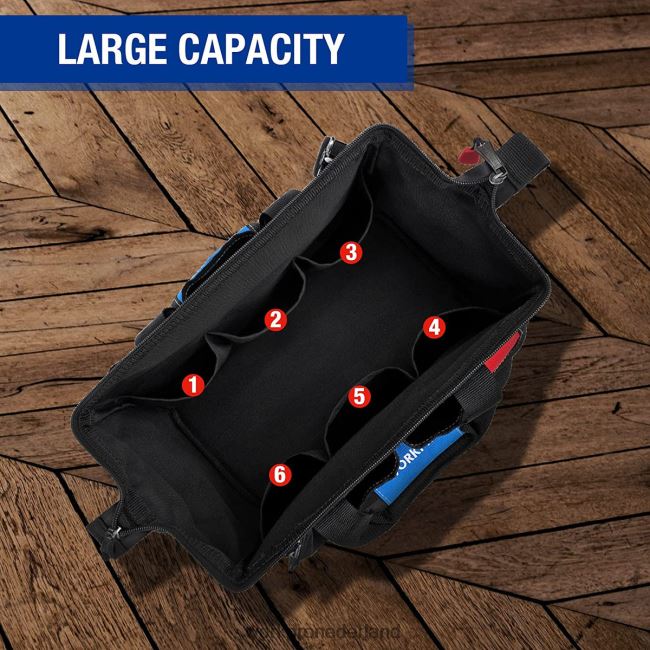 opslag WORKPRO Gereedschapstas van 14 inch, gereedschapsorganizer met meerdere zakken en verstelbare schouderriem bruikbaar 4NVZH831