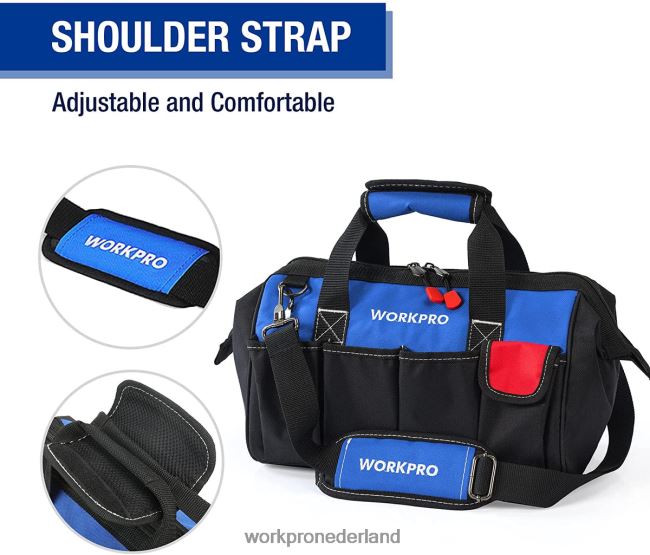 opslag WORKPRO Gereedschapstas van 14 inch, gereedschapsorganizer met meerdere zakken en verstelbare schouderriem bruikbaar 4NVZH831