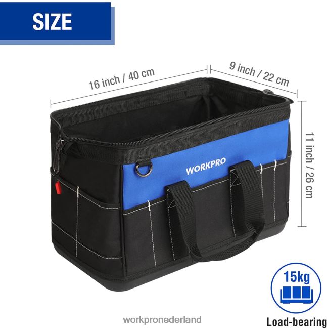 opslag WORKPRO Gereedschapstas van 16 inch met brede opening en waterdichte gegoten bodem bruikbaar 4NVZH834