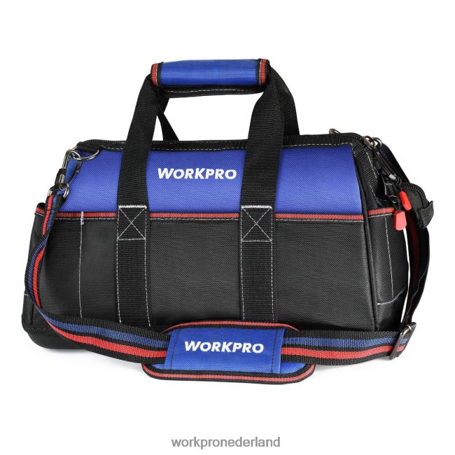 opslag WORKPRO Gereedschapstas van 16 inch met brede opening, robuuste stoffen opbergtas voor gereedschap met waterdichte gegoten bodem, verstelbare schouderriem behulpzaam 4NVZH824