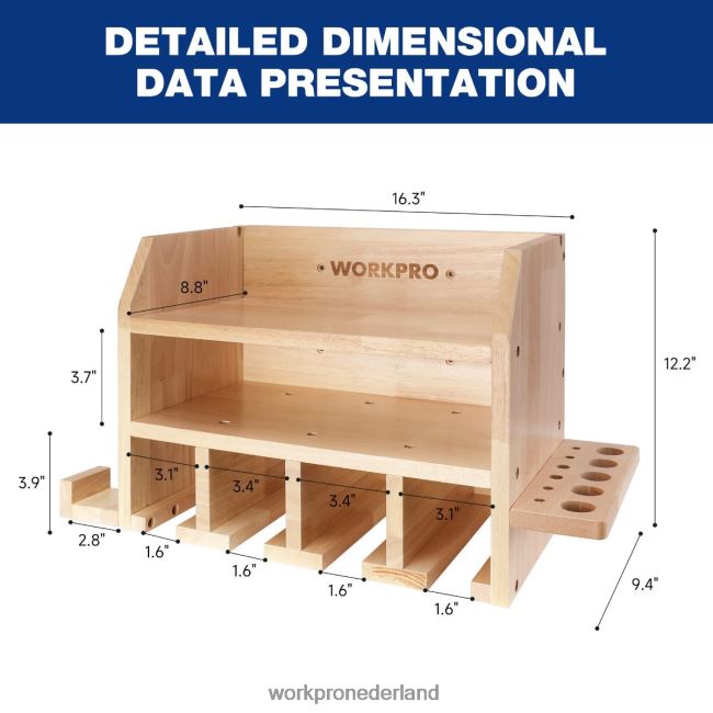 opslag WORKPRO organizer voor elektrisch gereedschap, opbergruimte voor accuboormachines, wandhouder met 5 boorophangsleuven, massief houten gereedschapsopbergruimte behulpzaam 4NVZH819