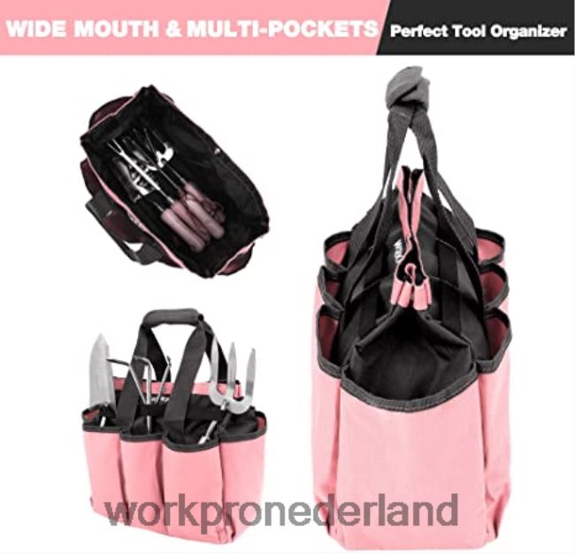 opslag WORKPRO tuingereedschapstas, tuintas met 8 vakken, huisorganizer voor tuinieren binnen en buiten roze/groen 4NVZH8256