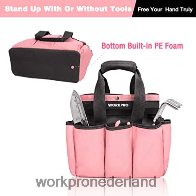 opslag WORKPRO tuingereedschapstas, tuintas met 8 vakken, huisorganizer voor tuinieren binnen en buiten roze/groen 4NVZH8256