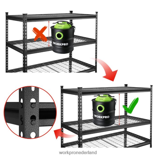 opslag WORKPRO 5-laags metalen opbergrek, verstelbaar opbergrek, zware plank zwart met zilverpatroon 4NVZH86
