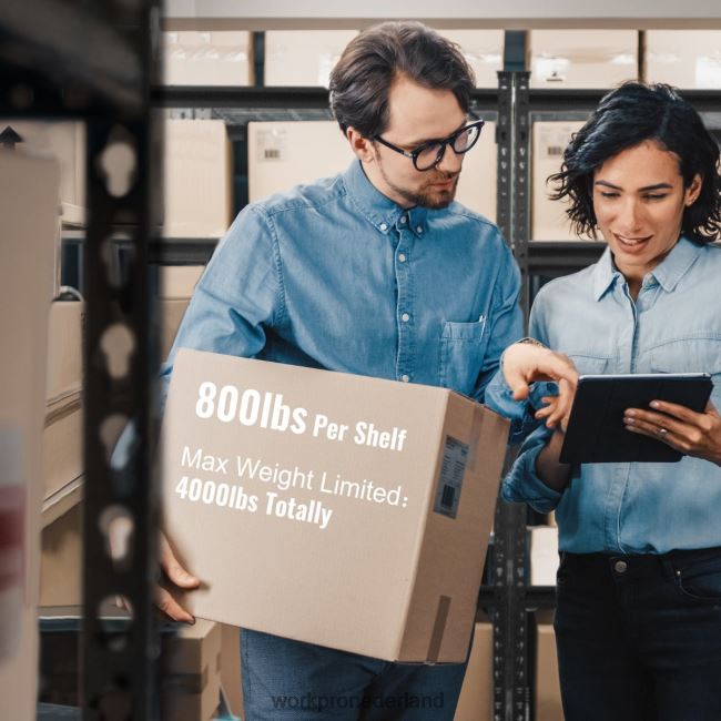 opslag WORKPRO 5-laags metalen opbergrek, verstelbaar opbergrek, zware plank zwart met zilverpatroon 4NVZH86