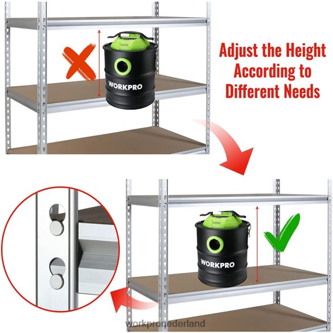 opslag WORKPRO Opbergrek met 5 niveaus, verstelbaar opbergrek, zware plank van aluminiumlegering behulpzaam 4NVZH89