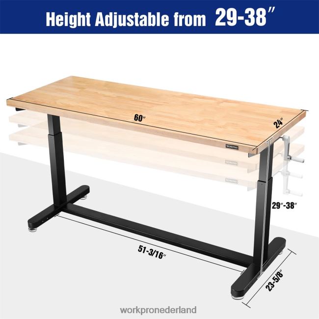 opslag WORKPRO in hoogte verstelbare werktafel met slinger, met zwenkwielen en stelpoten, draagvermogen van 500 lbs bruikbaar 4NVZH83