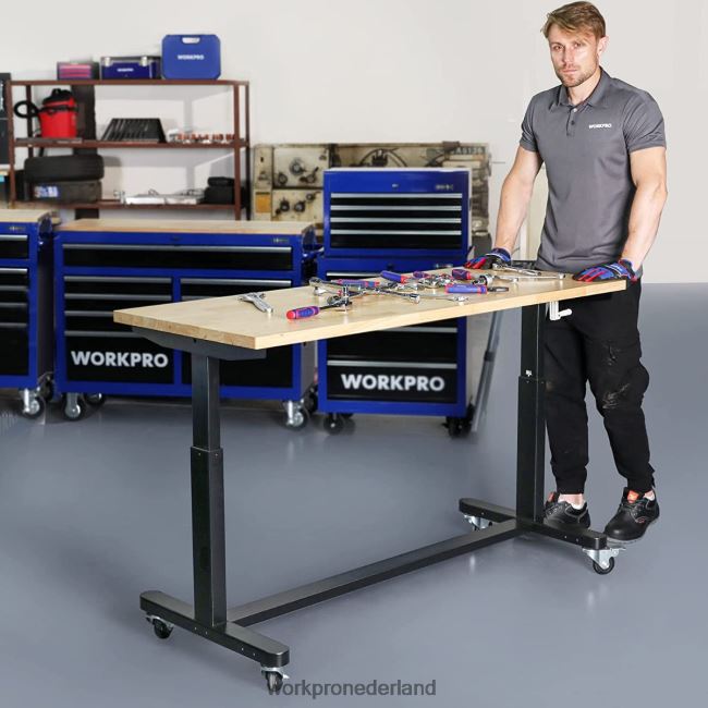 opslag WORKPRO in hoogte verstelbare werktafel met slinger, met zwenkwielen en stelpoten, draagvermogen van 500 lbs bruikbaar 4NVZH83
